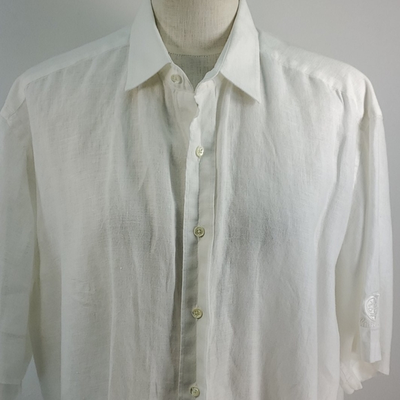 FAIRWAY & GREENS WHITE LINEN SHORT SLEEVE SHIRT L - Picture 3 of 8